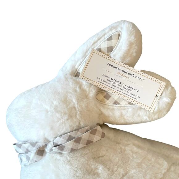 Cupcakes & Cashmere WHITE Bunny Rabbit Throw Pillow Easter Spring Farmhouse New - Picture 3 of 10